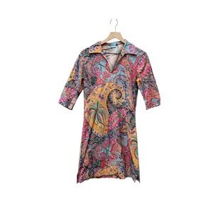J.McLaughlin Paisley Print 3/4 Sleeve Dress Colorful Mini Women's Size‎ 2